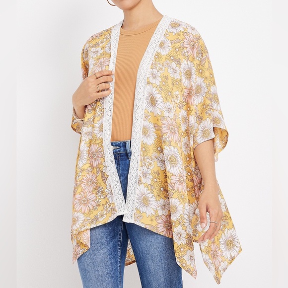 Maurices Tops - maurices Lace Border Floral Print Ruana- OS - NEW with tags